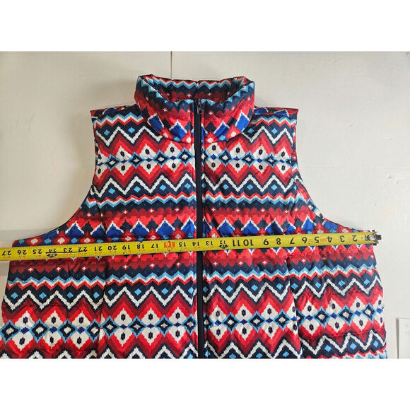 Lands End NWT Down Puffer Vest Chevron Fairisle 2x - Picture 3 of 7
